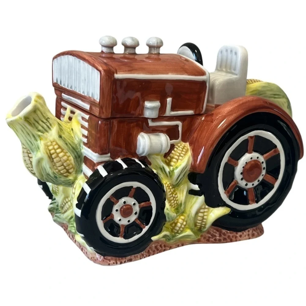 Jay Imports Red Tractor with Corn Tea Pot